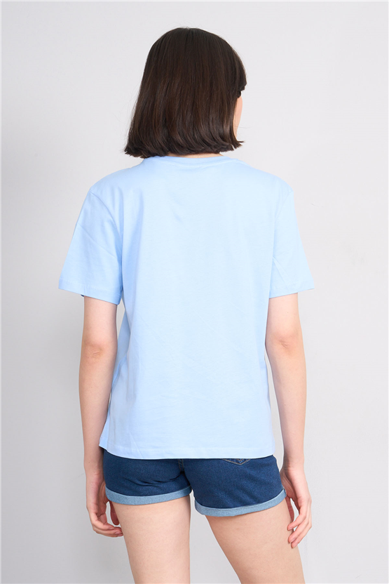 C.K Y26 8918 Cstp Byn B.Yk Regular Baskılı T-shirt Bebe Mavi