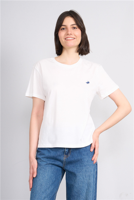 C.K Y26 8918 Cstp Byn B.Yk Regular Baskılı T-shirt Krem