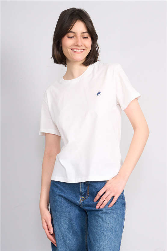 C.K Y26 8918 Cstp Byn B.Yk Regular Baskılı T-shirt Krem