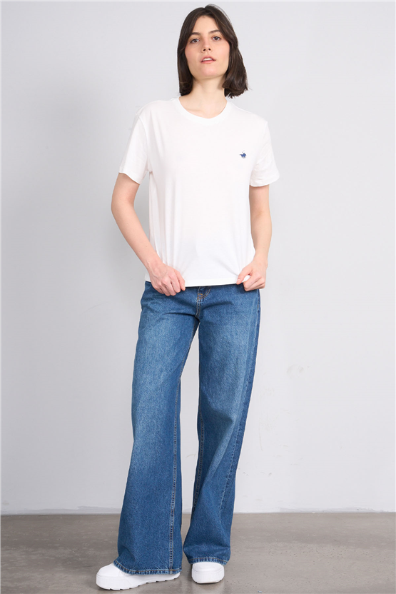 C.K Y26 8918 Cstp Byn B.Yk Regular Baskılı T-shirt Krem