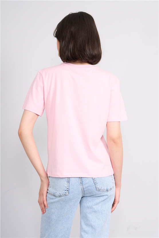 C.K Y26 8918 Cstp Byn B.Yk Regular Baskılı T-shirt A.Pembe
