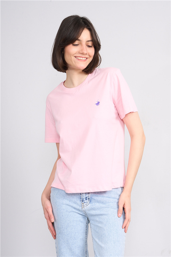 C.K Y26 8918 Cstp Byn B.Yk Regular Baskılı T-shirt A.Pembe