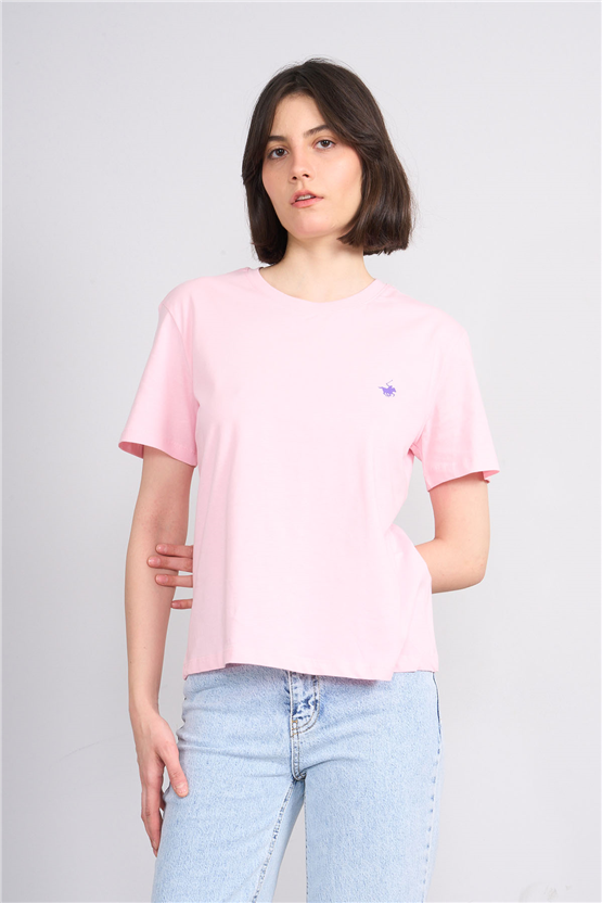 C.K Y26 8918 Cstp Byn B.Yk Regular Baskılı T-shirt A.Pembe