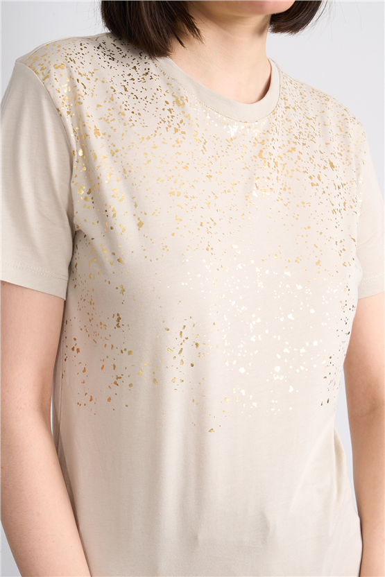 C.K Y26 8923 Fithit Byn B.Yk Regular Baskılı T-shirt Vizon