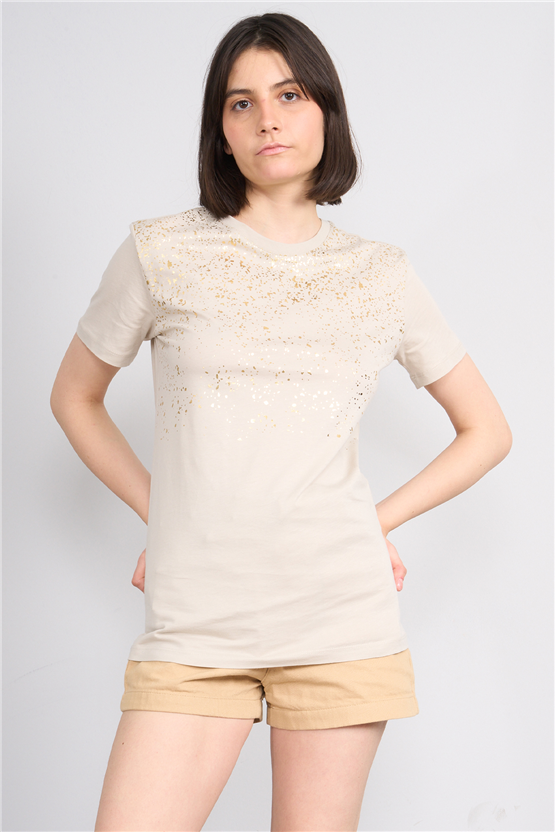 C.K Y26 8923 Fithit Byn B.Yk Regular Baskılı T-shirt Vizon