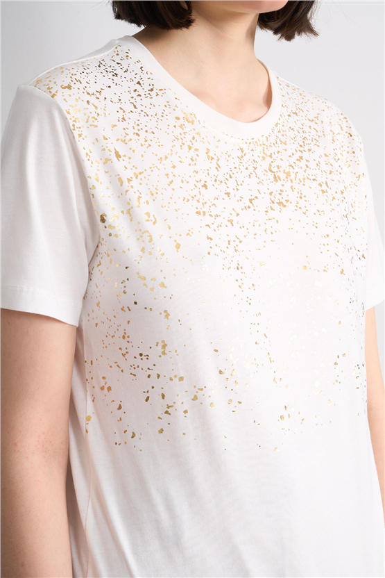 C.K Y26 8923 Fithit Byn B.Yk Regular Baskılı T-shirt Krem