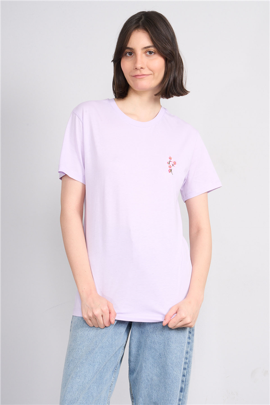 C.K Y26 8925 Fithit Byn B.Yk Regular Nakışlı T-shirt Lila