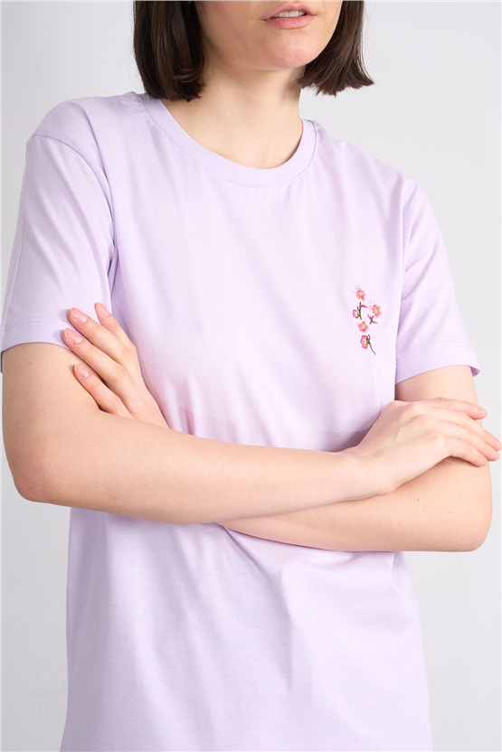 C.K Y26 8925 Fithit Byn B.Yk Regular Nakışlı T-shirt Lila