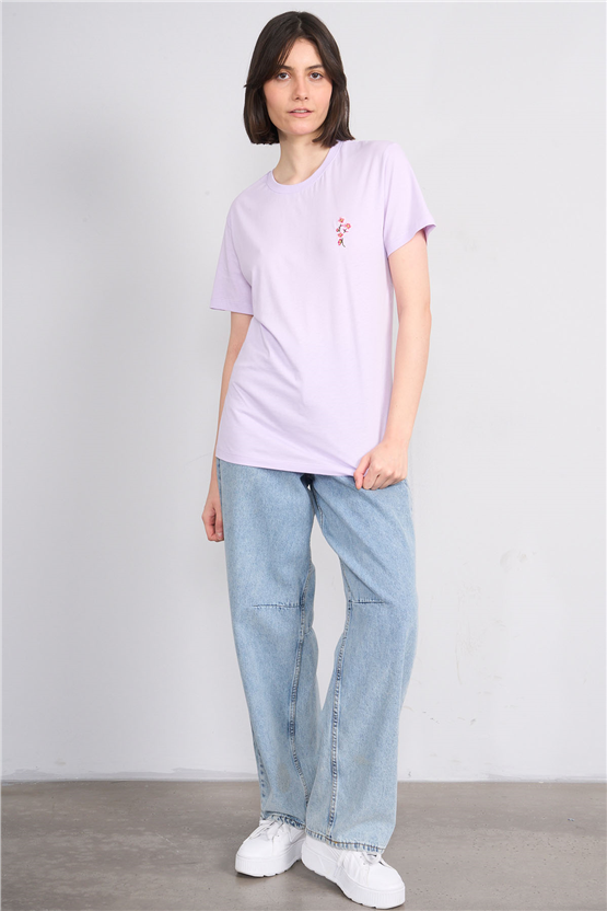 C.K Y26 8925 Fithit Byn B.Yk Regular Nakışlı T-shirt Lila