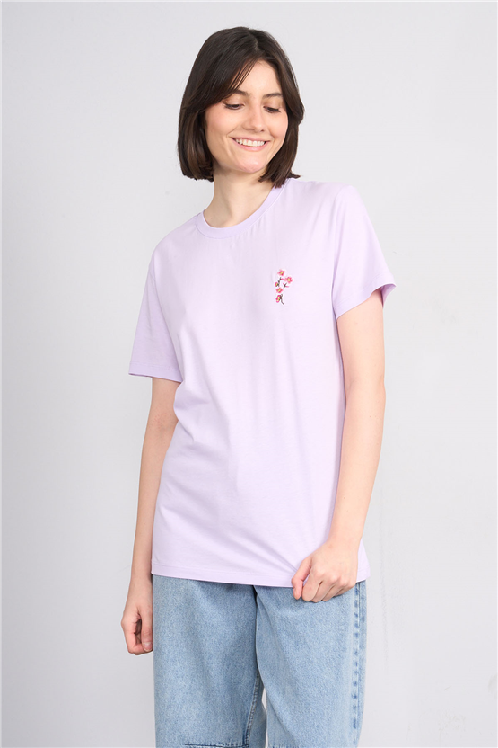 C.K Y26 8925 Fithit Byn B.Yk Regular Nakışlı T-shirt Lila