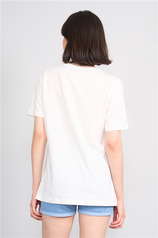 C.K Y26 8943 Fithit Byn B.Yk Regular Baskılı T-shirt Krem