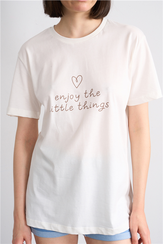 C.K Y26 8943 Fithit Byn B.Yk Regular Baskılı T-shirt Krem