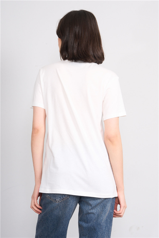 C.K Y26 8947 Fithit Byn B.Yk Regular Nakışlı T-shirt Krem