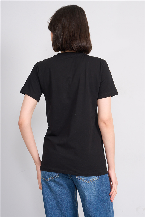 C.K Y26 8949 Fithit Byn B.Yk Regular Nakışlı T-shirt Siyah