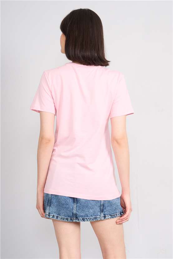 C.K Y26 8951 Fithit Byn B.Yk Regular Nakışlı T-shirt A.Pembe