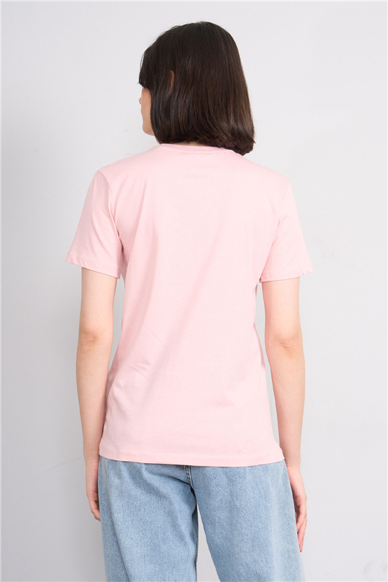 C.K Y26 8954 Fithit Byn B.Yk Regular Nakışlı T-shirt Pudra