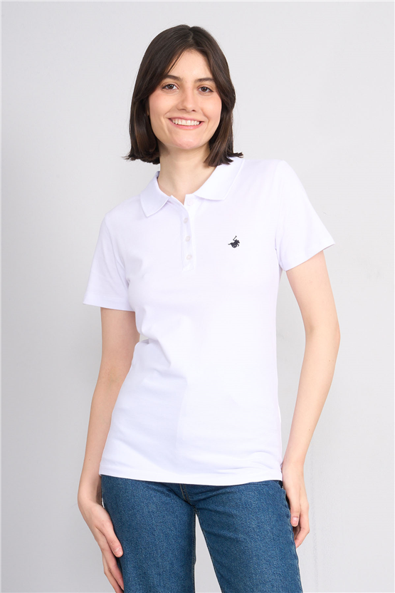 C.K Y26 8961 Cstp Byn Polo Yk. Pıke Nakışlı S.Fıt T-shirt Beyaz