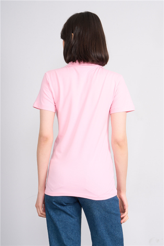 C.K Y26 8961 Cstp Byn Polo Yk. Pıke Nakışlı S.Fıt T-shirt A.Pembe