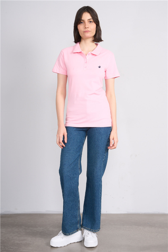 C.K Y26 8961 Cstp Byn Polo Yk. Pıke Nakışlı S.Fıt T-shirt A.Pembe