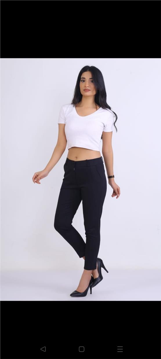 Canseven Y26 1029 Sıyah Kadın Yuksek Bel Kalem Kesım Yan Ceplı Arka Cep Flatolu Bılek Boy Lıkralı Kumas Pantolon