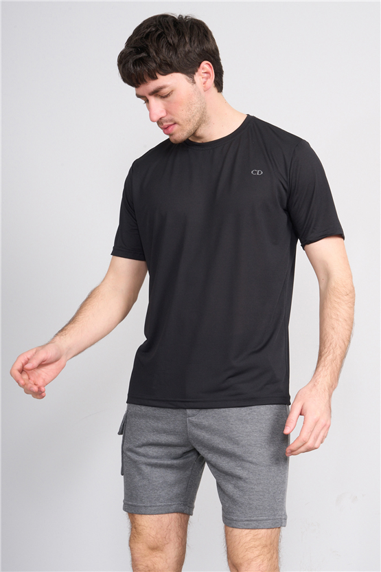 Cape Davıs 99 Sıyah Erkek Perf Bısıklet Yaka T-Shırt