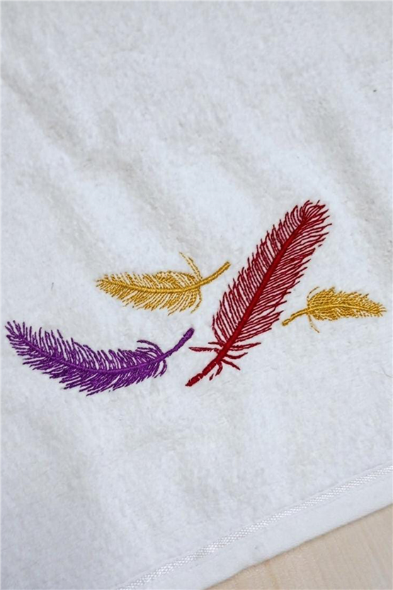 CETHOME 50 × 90 cm Tüy Desen Havlu Beyaz