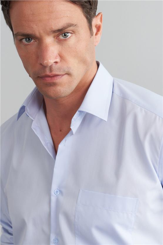 Çetinkaya 210 D Erkek T.COTTON Açık Mavi Uzun Kol Gömlek