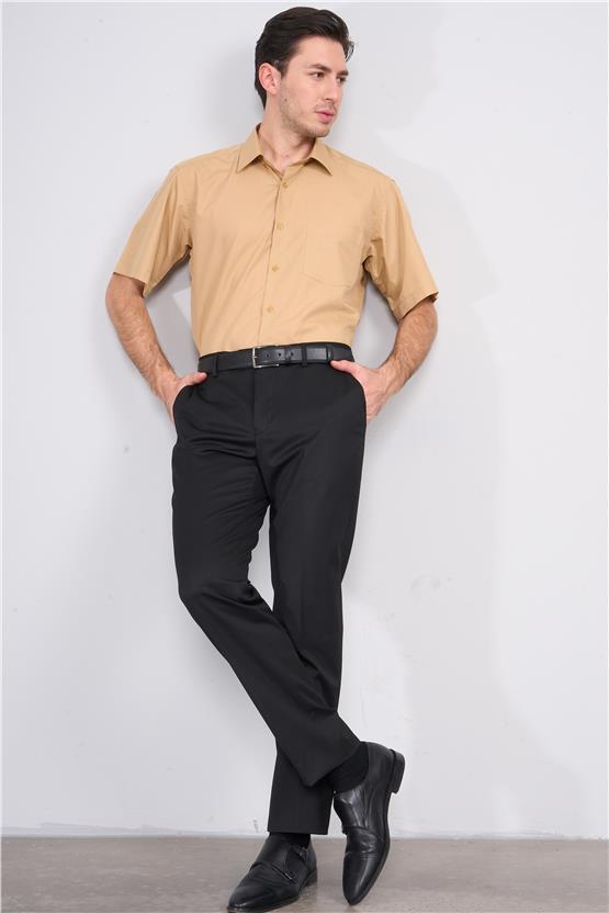 Çetinkaya 310D Erkek Kısa Kol Terry Cotton Gömlek 1-3 Camel
