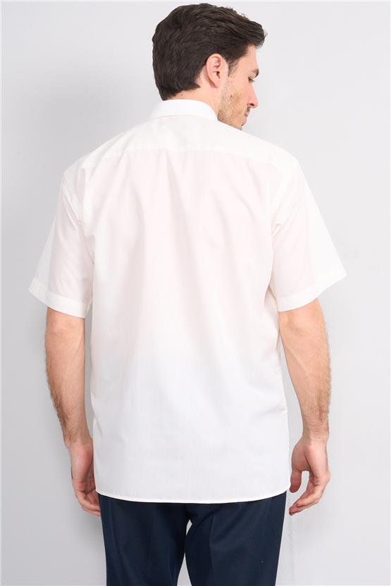 Çetinkaya 310D Erkek Kısa Kol Terry Cotton Gömlek 1-3 Ekru