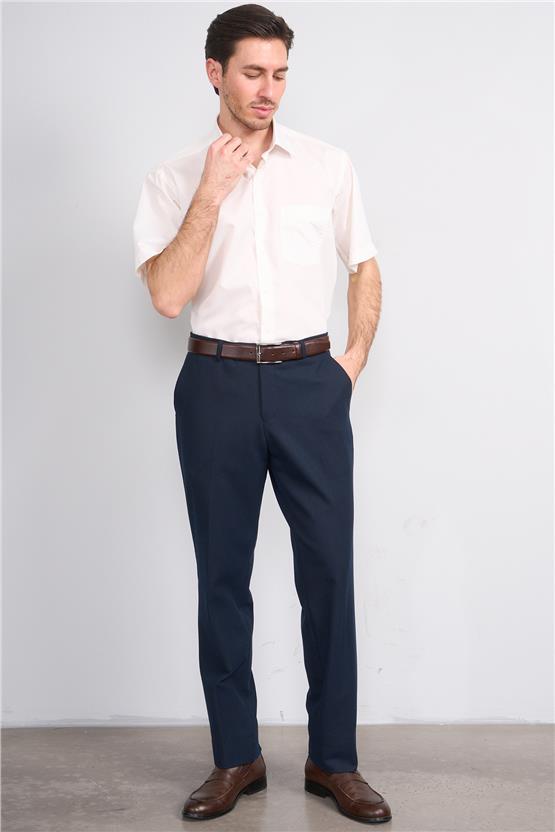 Çetinkaya 310D Erkek Kısa Kol Terry Cotton Gömlek 1-3 Ekru