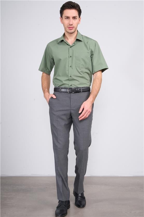 Çetinkaya 310D Erkek Kısa Kol Terry Cotton Gömlek 1-3 Haki