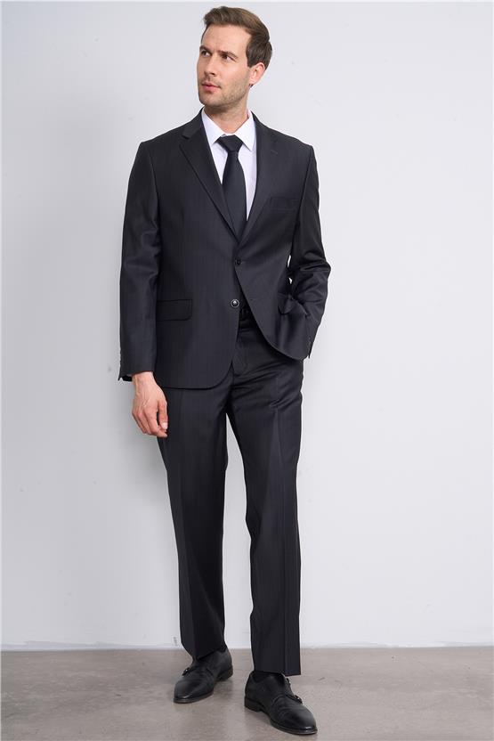 Çetinkaya 9552 Altınyıldız Mono Yaka Çift Yırtmaçlı Regular Takım Elbise L11-Siyah 4D