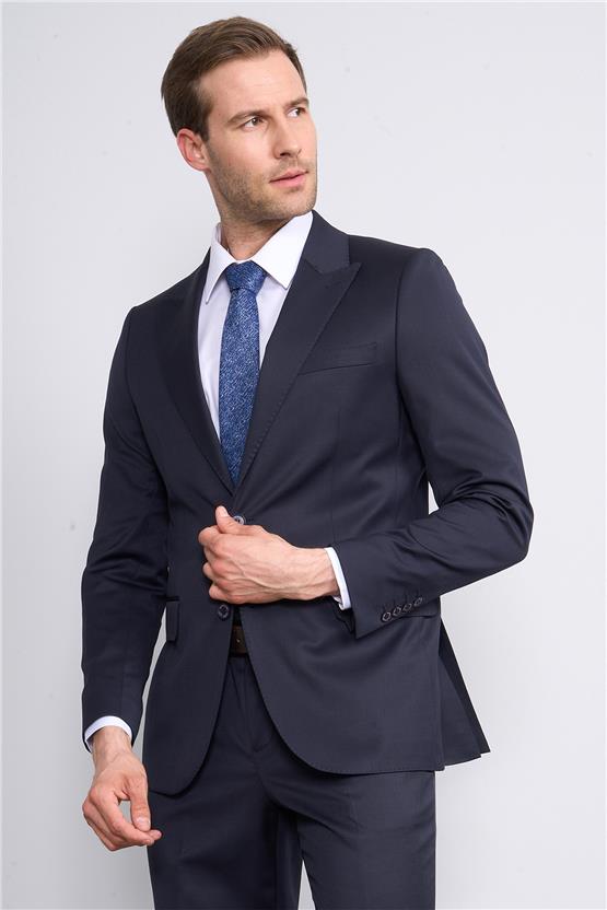 Çetinkaya 9553 Altınyıldız Mono Yaka Çift Yırtmaçlı Takım Elbise Lacivert 6D