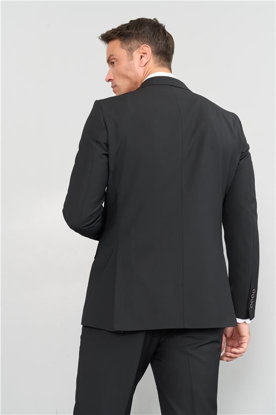 Çetinkaya 9553 Altınyıldız Mono Yaka Çift Yırtmaçlı Takım Elbise Siyah 6D