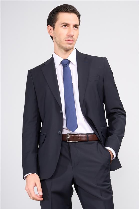 Çetinkaya 9554 Altınyıldız Mono Yaka Çift Yırtmaçlı Regular Takım Elbise Lacivert Slim Fit