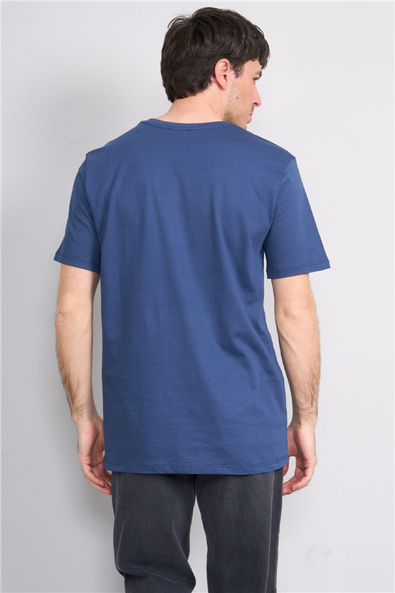 Çetinkaya Chester Polo 4213 Bisiklet Yaka Regular Baskılı T-shirt İndigo