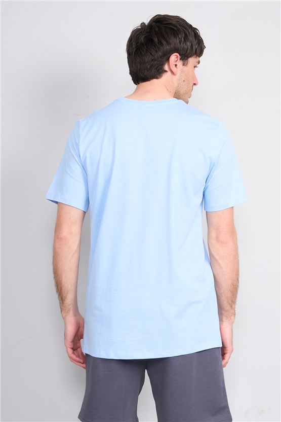 Çetinkaya Chester Polo 4213 Bisiklet Yaka Regular Baskılı T-shirt Bebe Mavi