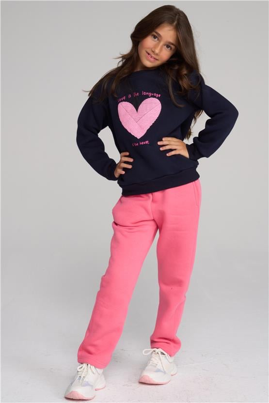 Çetinkaya Chester Polo 43488 Kız Çocuk 3 İplik Eşofman Alt  4-12 Yaş Şeker Pembe