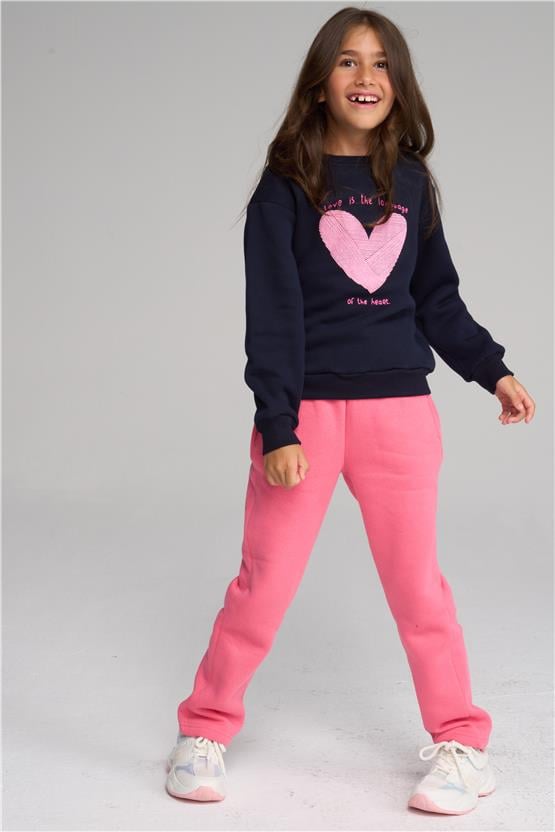 Çetinkaya Chester Polo 43488 Kız Çocuk 3 İplik Eşofman Alt  4-12 Yaş Şeker Pembe