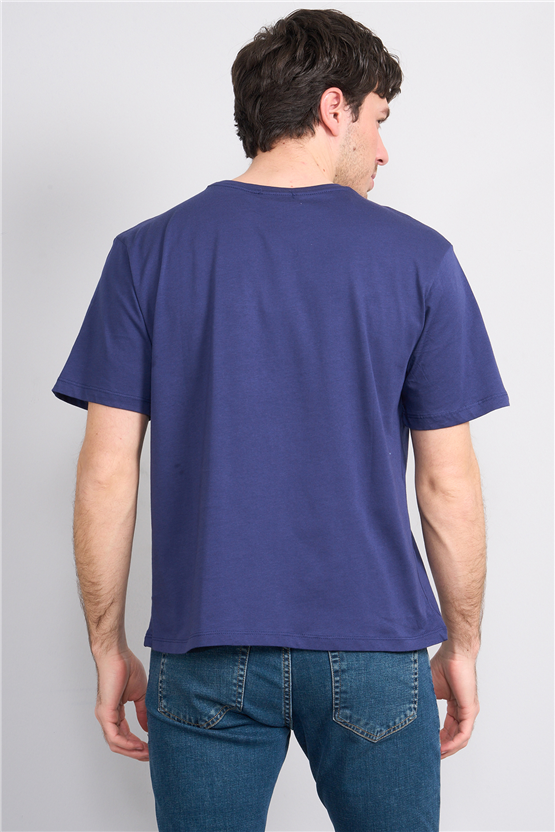 Çetinkaya Chester Polo 4386 Bisiklet Yaka Regular Baskılı T-shirt Açık Lacivert