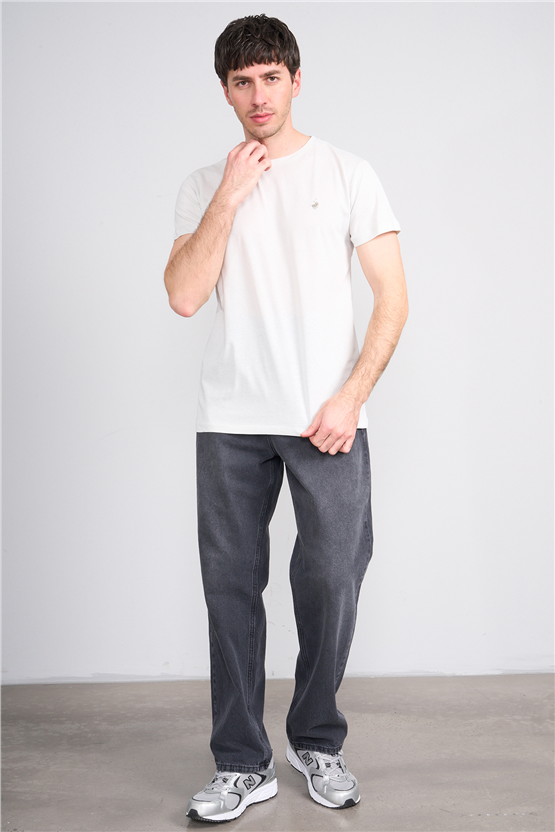 Çetinkaya Chester Polo 4504 Bisiklet Yaka Slimfit Nakışlı T-shirt Taş