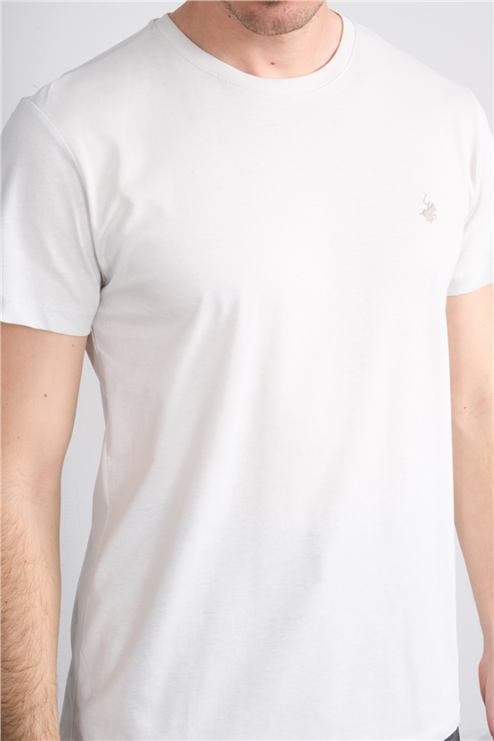 Çetinkaya Chester Polo 4504 Bisiklet Yaka Slimfit Nakışlı T-shirt Taş