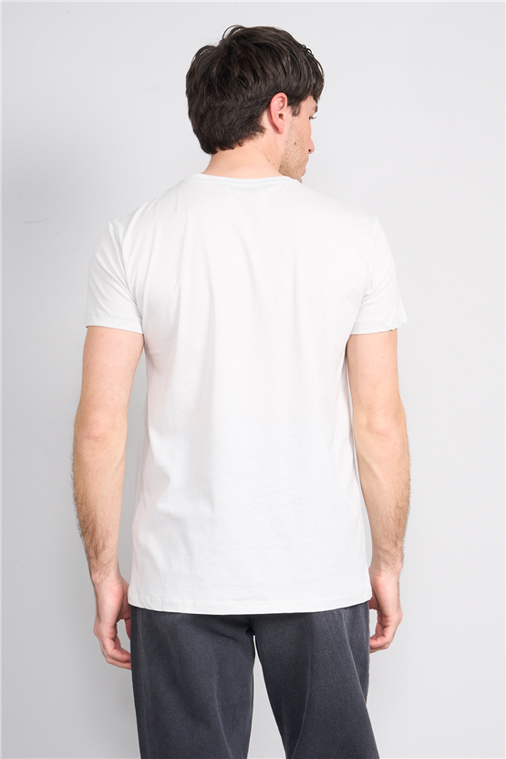 Çetinkaya Chester Polo 4504 Bisiklet Yaka Slimfit Nakışlı T-shirt Taş