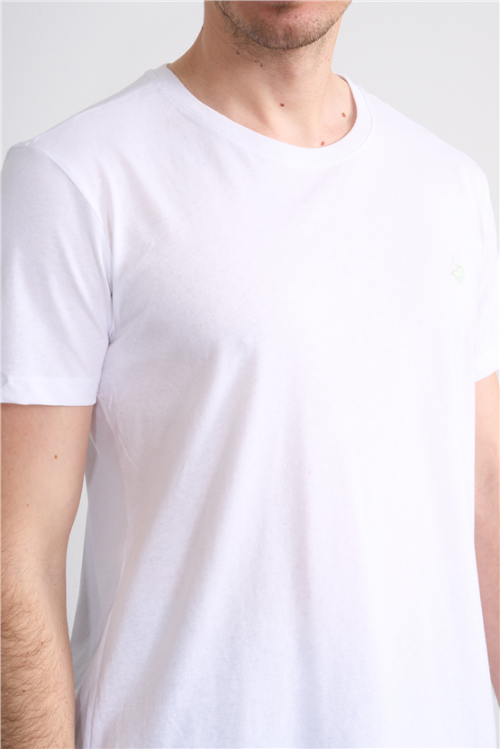 Çetinkaya Chester Polo 4504 Bisiklet Yaka Slimfit Nakışlı T-shirt Beyaz