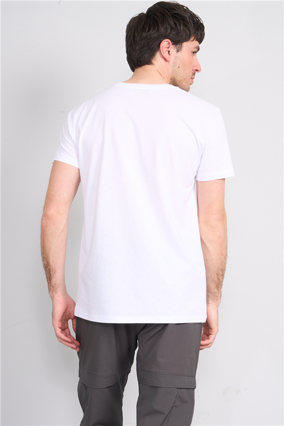 Çetinkaya Chester Polo 4505 V Yaka Slimfit Nakışlı T-shirt Beyaz
