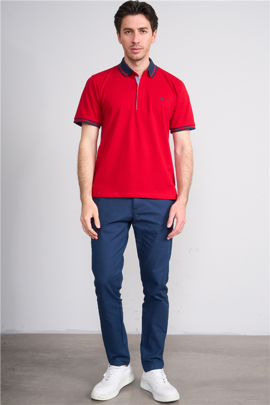 Çetinkaya Chester Polo 4704 Polo Yaka Regular 36/1 Pike T-shirt Kırmızı