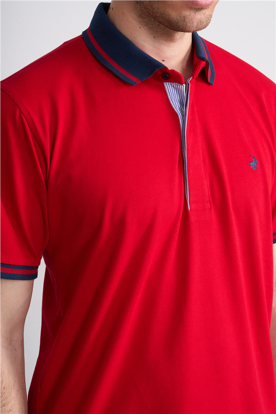 Çetinkaya Chester Polo 4704 Polo Yaka Regular 36/1 Pike T-shirt Kırmızı
