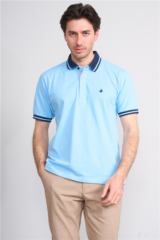 Çetinkaya Chester Polo 4704 Polo Yaka Regular 36/1 Pike T-shirt Mavi