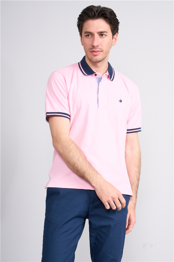 Çetinkaya Chester Polo 4704 Polo Yaka Regular 36/1 Pike T-shirt Pembe
