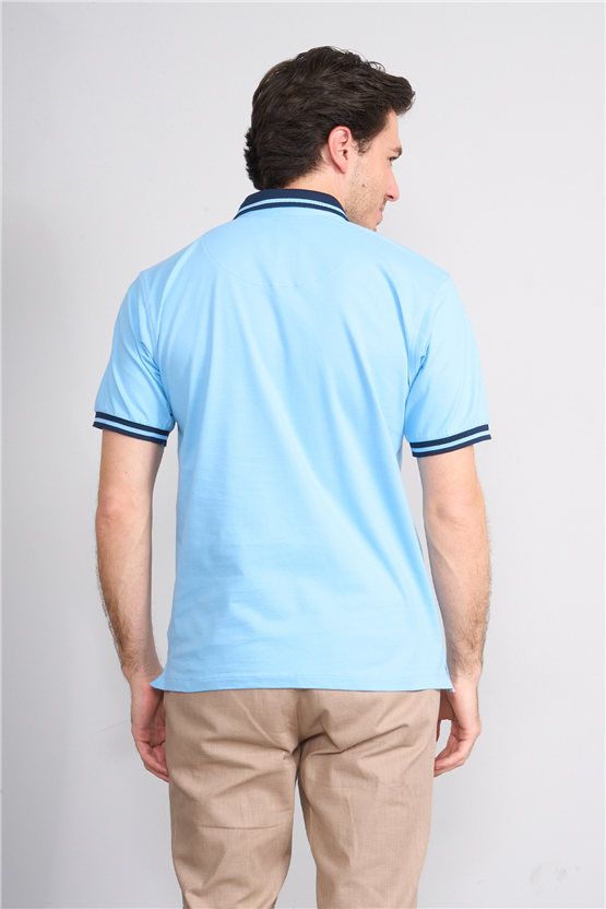 Çetinkaya Chester Polo 4704 Polo Yaka Regular 36/1 Pike T-shirt Mavi